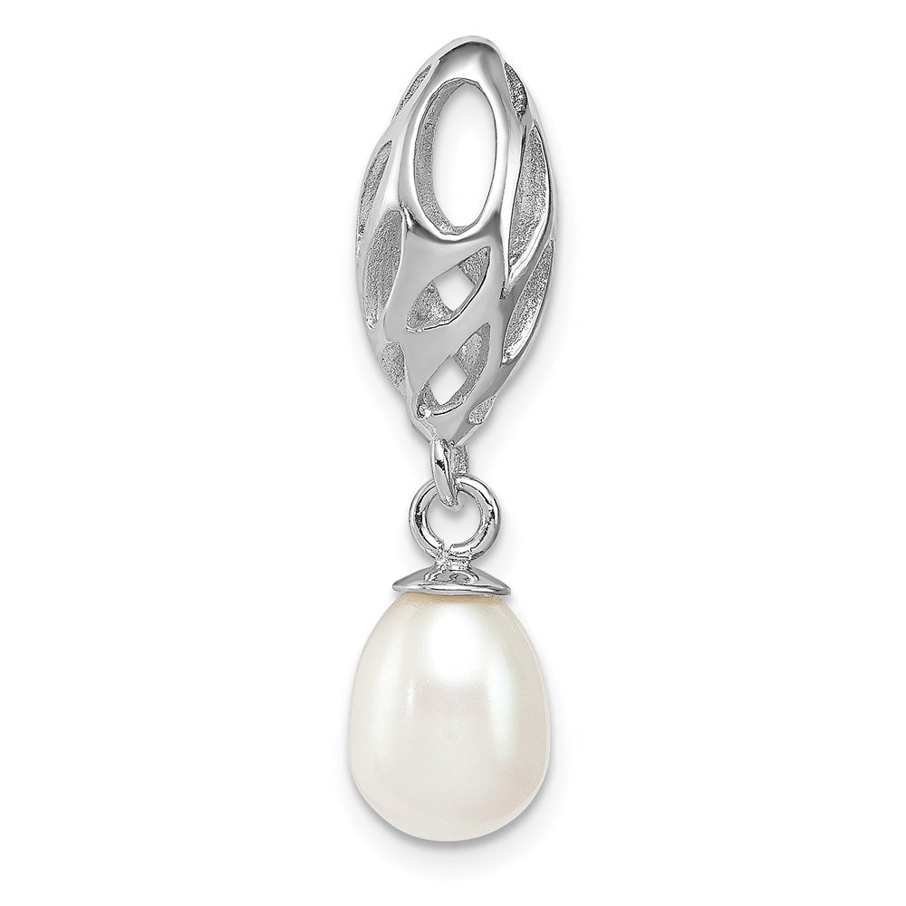 Sterling Silver Rhodium Plated White Fw Cultured Pearl Pendant