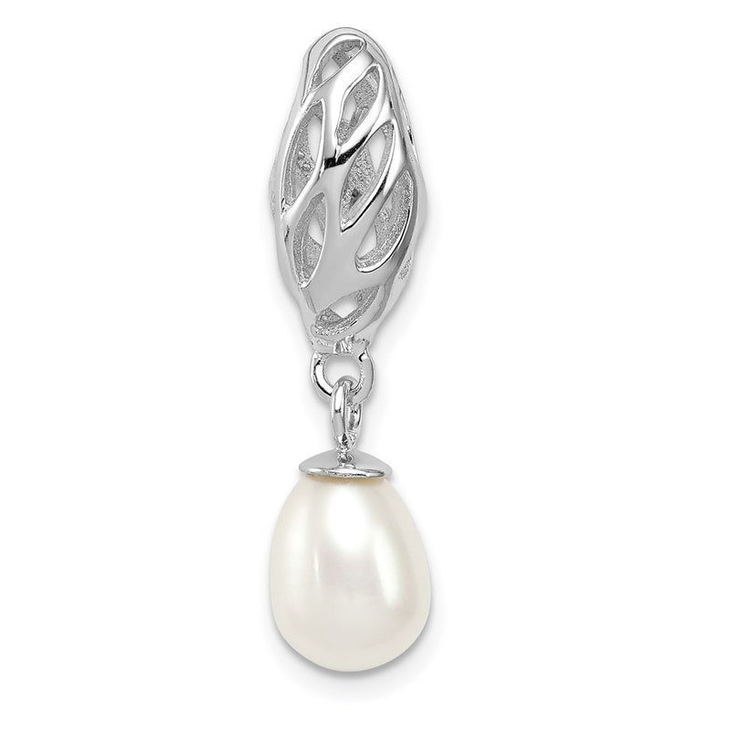 Sterling Silver Rhodium Plated White Fw Cultured Pearl Pendant
