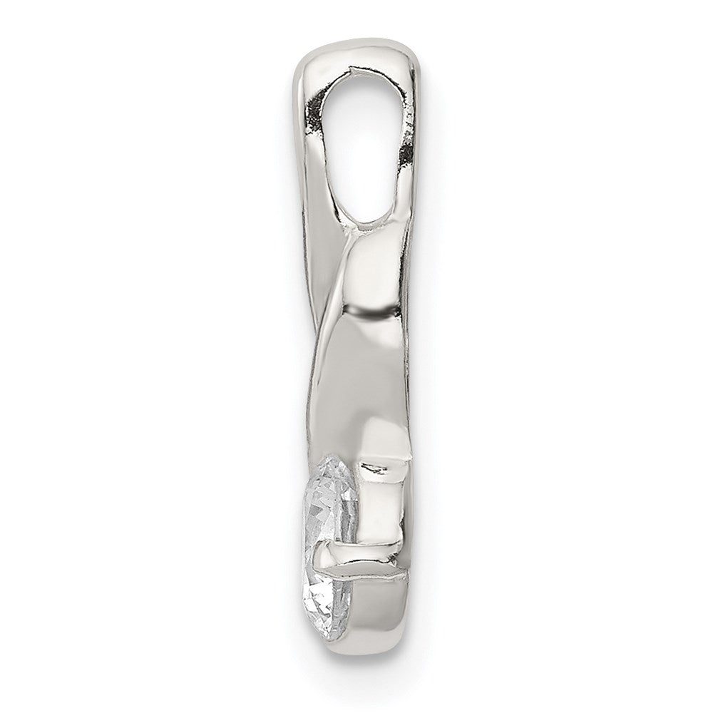 Sterling Silver Cz Pendant Chain Slide