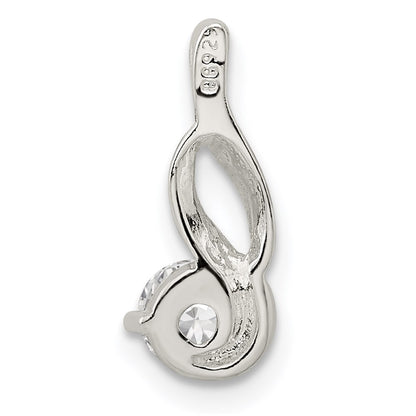 Sterling Silver Cz Pendant Chain Slide