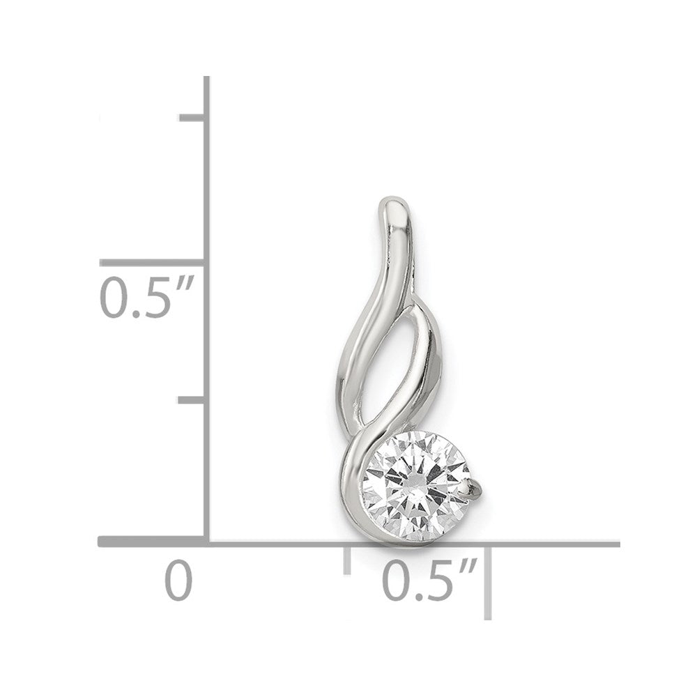 Sterling Silver Cz Pendant Chain Slide