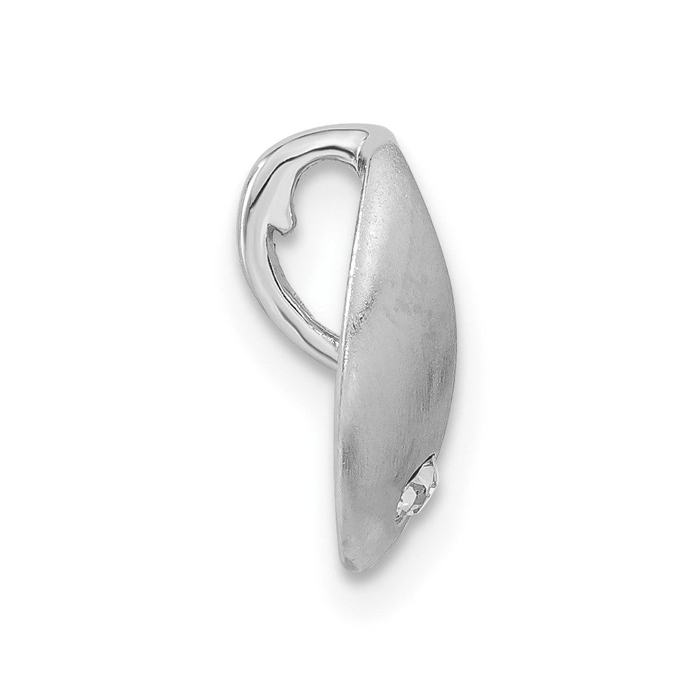 Sterling Silver Rhodium-Plated Polished & Satin Cz Slide