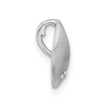 Sterling Silver Rhodium-Plated Polished & Satin Cz Slide