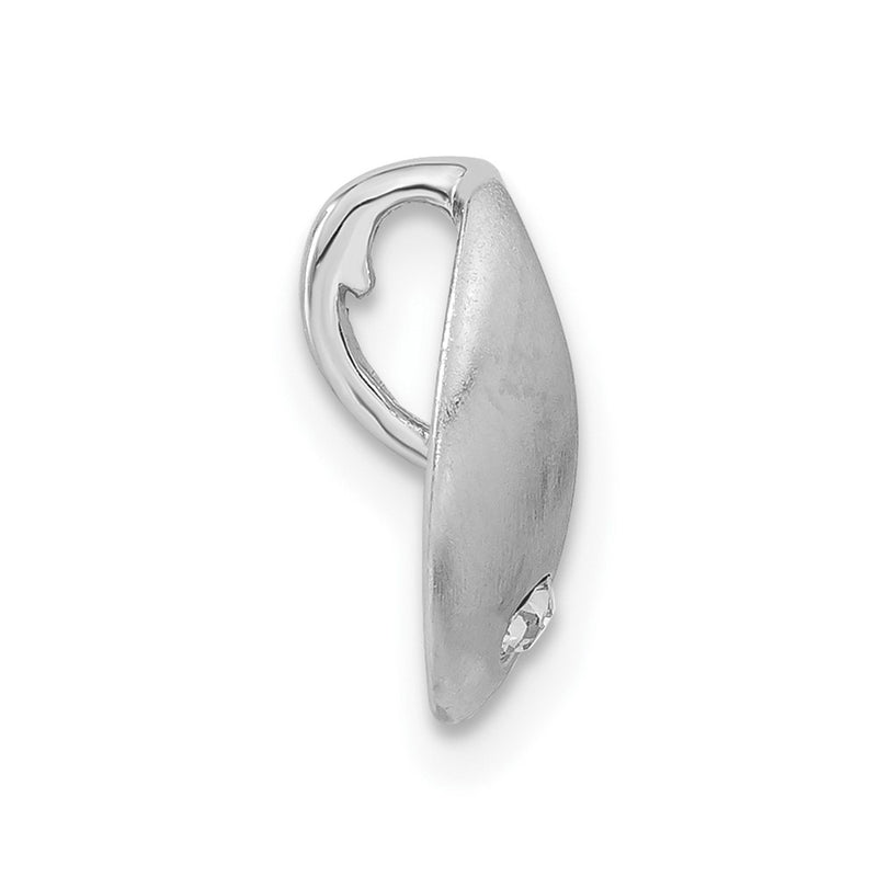 Sterling Silver Rhodium-Plated Polished & Satin Cz Slide