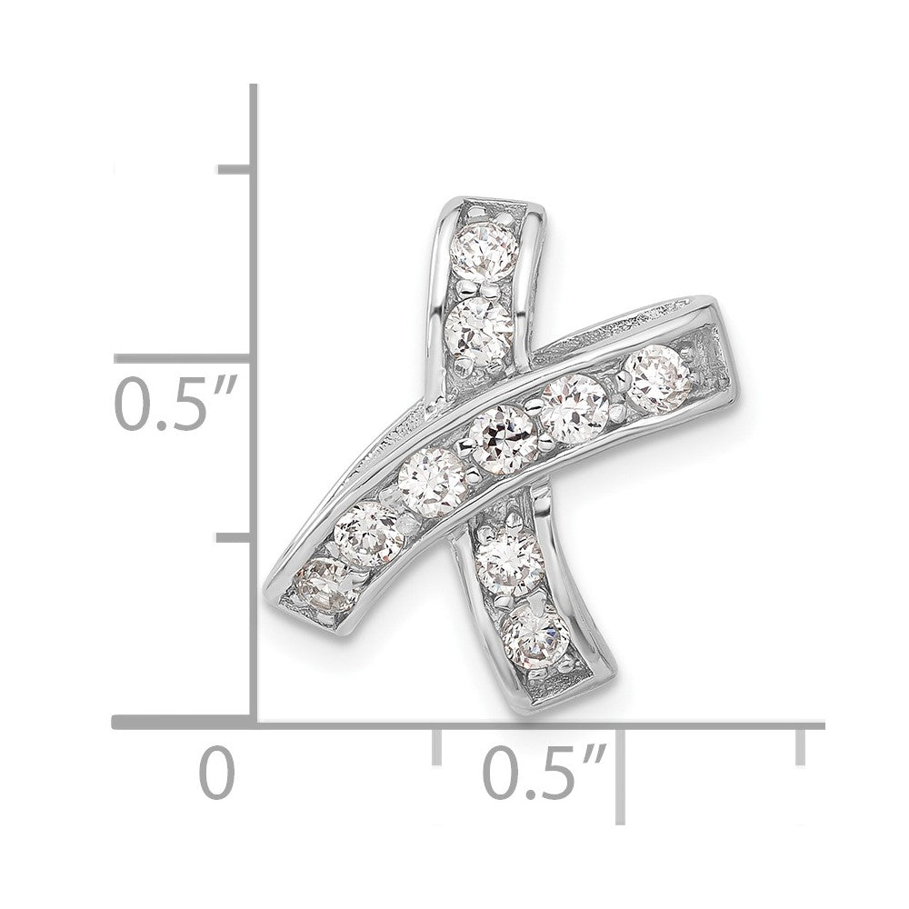 Sterling Silver Rhodium-Plated Cz Pendant Slide