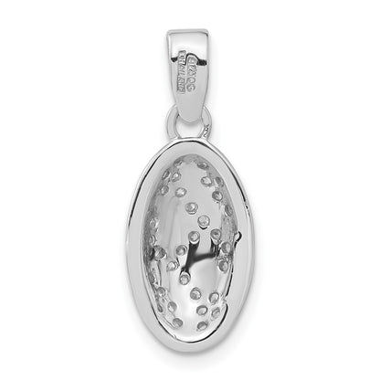 Sterling Silver & Gold-Tone Oval Swirl Cz Pendant