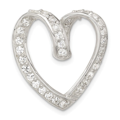 Sterling Silver Cz Heart Chain Slide