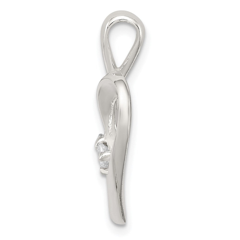 Sterling Silver Cz & Heart Pendant