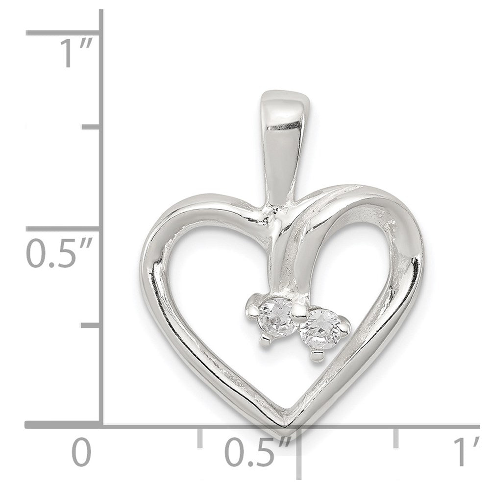 Sterling Silver Cz & Heart Pendant