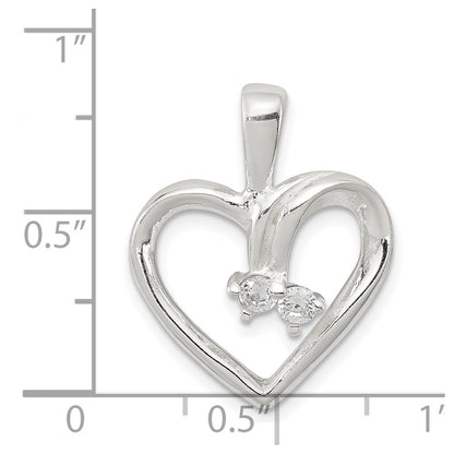 Sterling Silver Cz & Heart Pendant