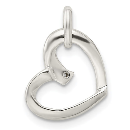 Sterling Silver Heart With Cz Pendant