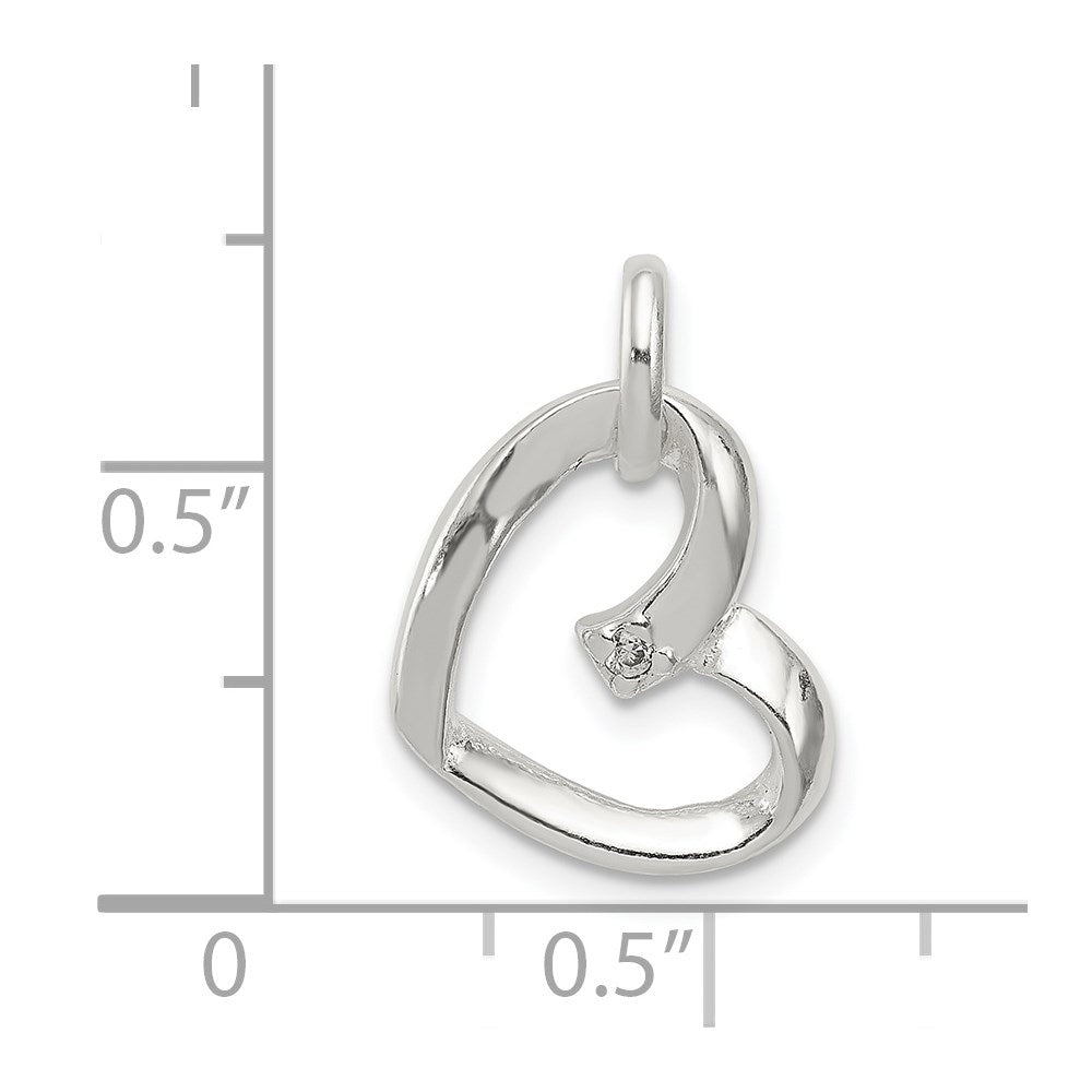 Sterling Silver Heart With Cz Pendant