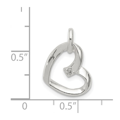 Sterling Silver Heart With Cz Pendant