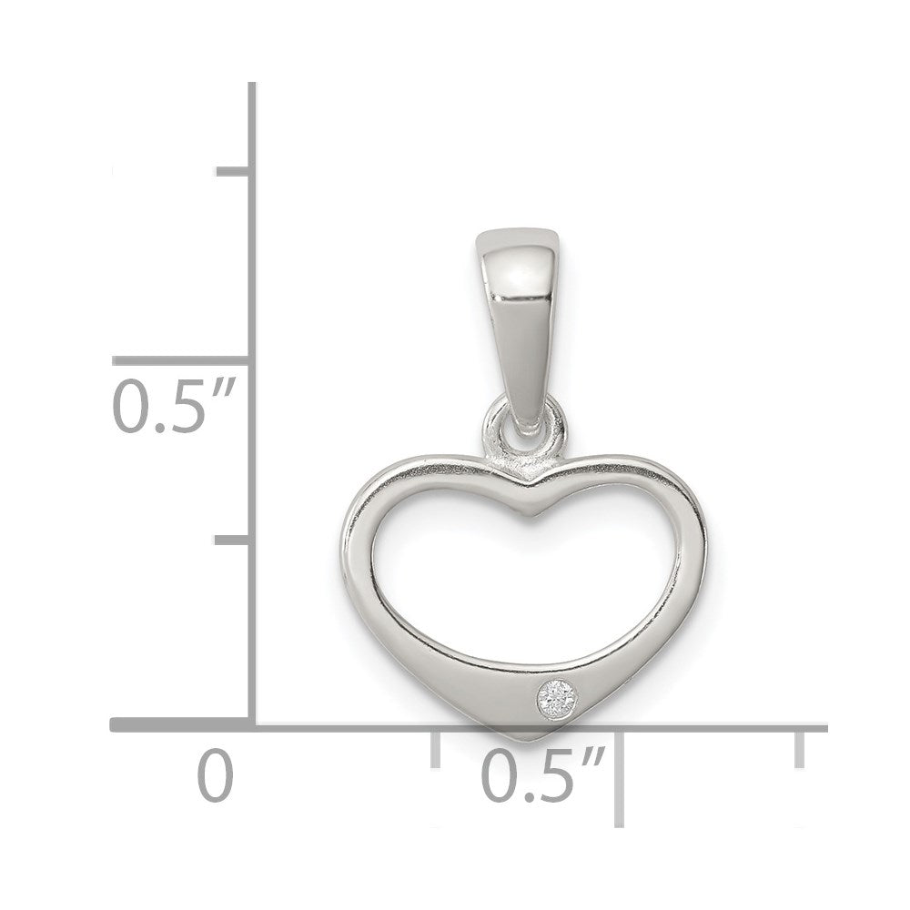 Sterling Silver Cz Heart Pendant