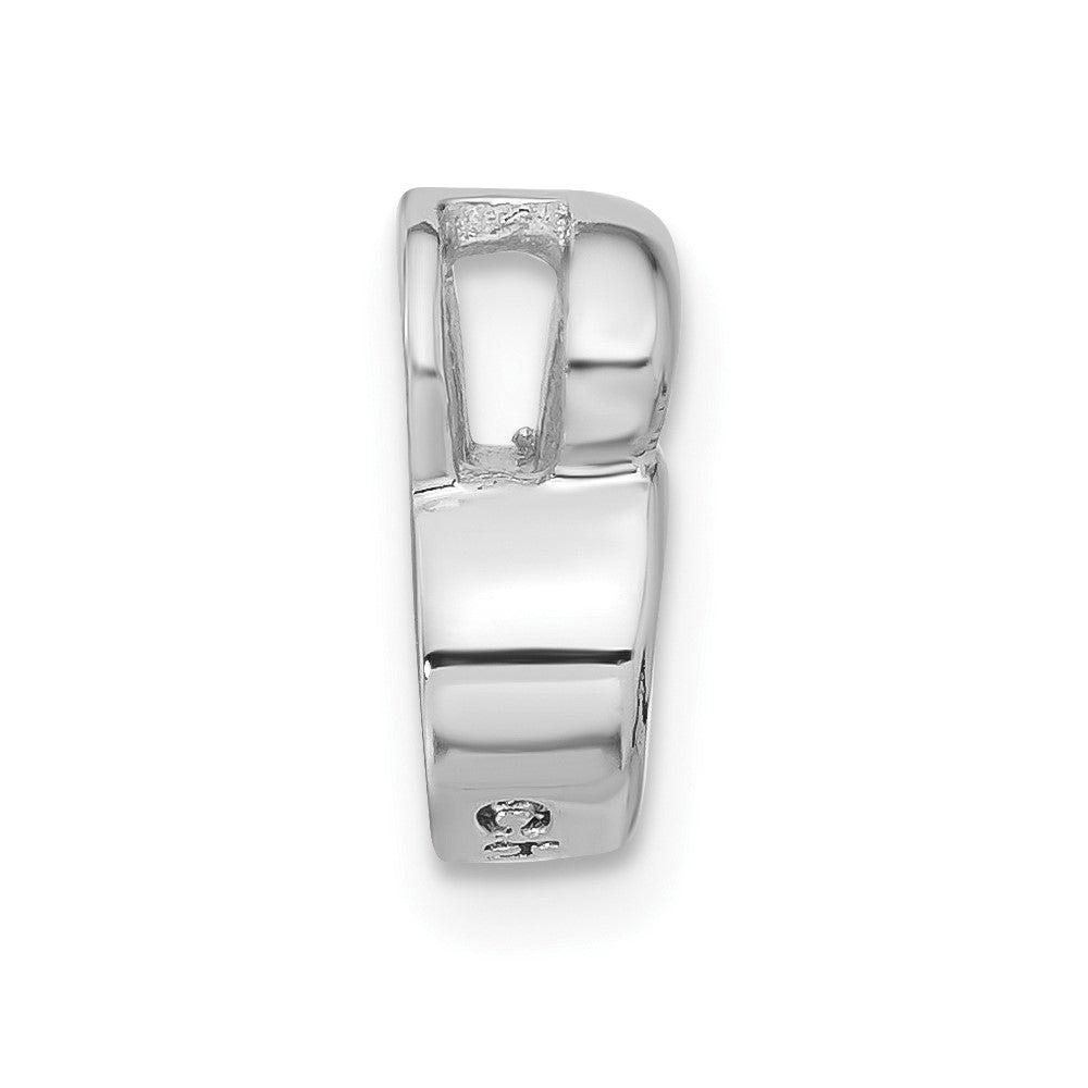 Sterling Silver Rhodium Plated Cz Heart Pendant Slide