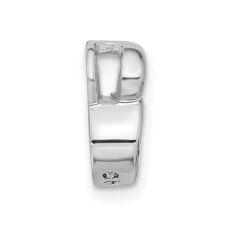 Sterling Silver Rhodium Plated Cz Heart Pendant Slide