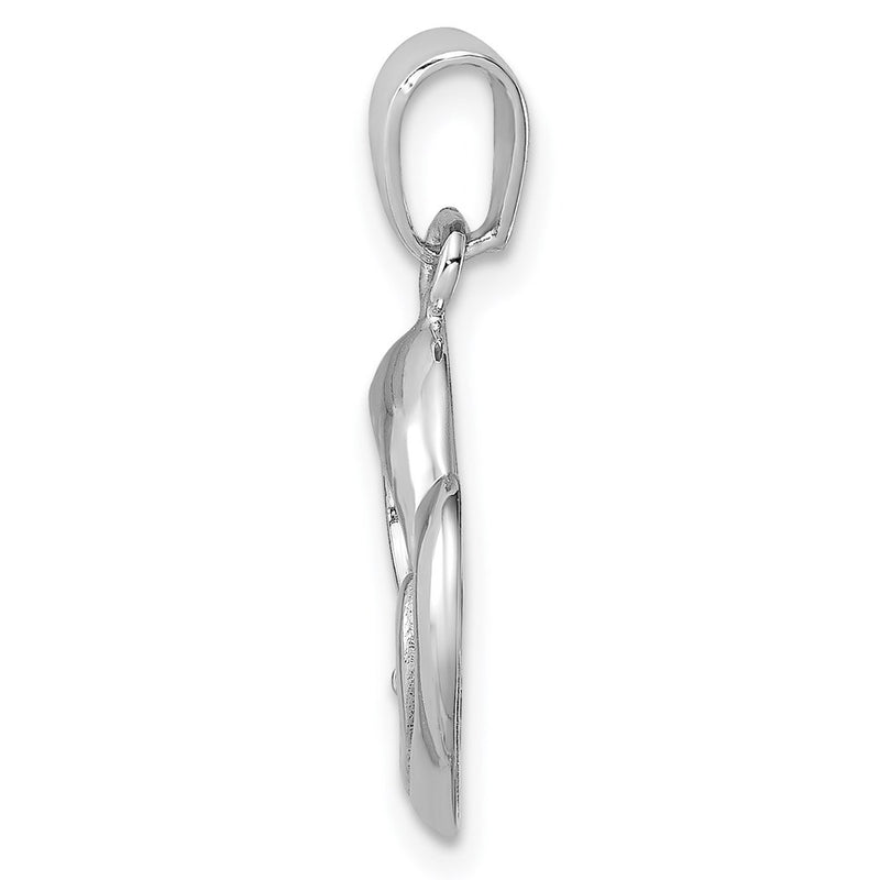 Sterling Silver Rhodium Plated Cz Heart Pendant