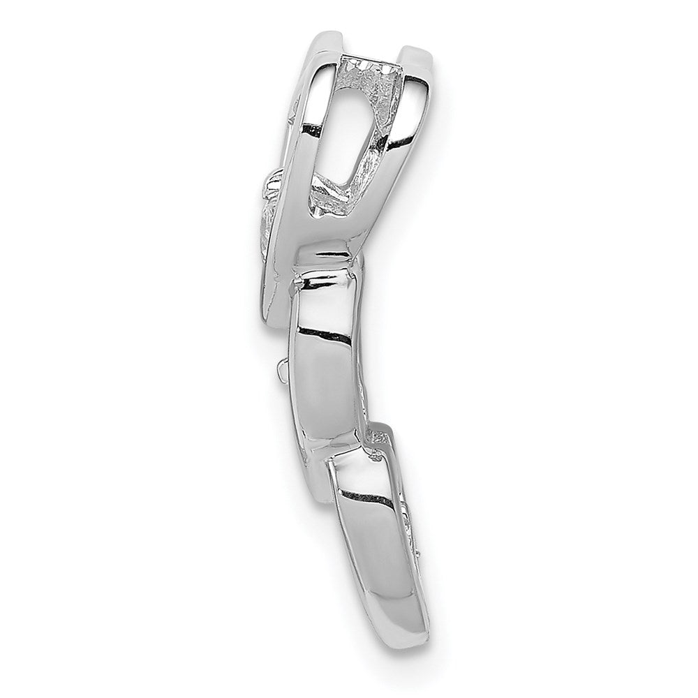 Sterling Silver Rhodium Plated Cz Multi Hearts Chain Slide
