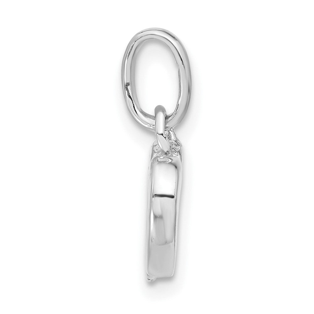 Sterling Silver Rhodium Plated Mother Of Pearl Double Heart Charm