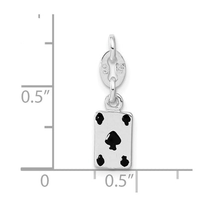 Sterling Silver Polished Enamel Card Charm