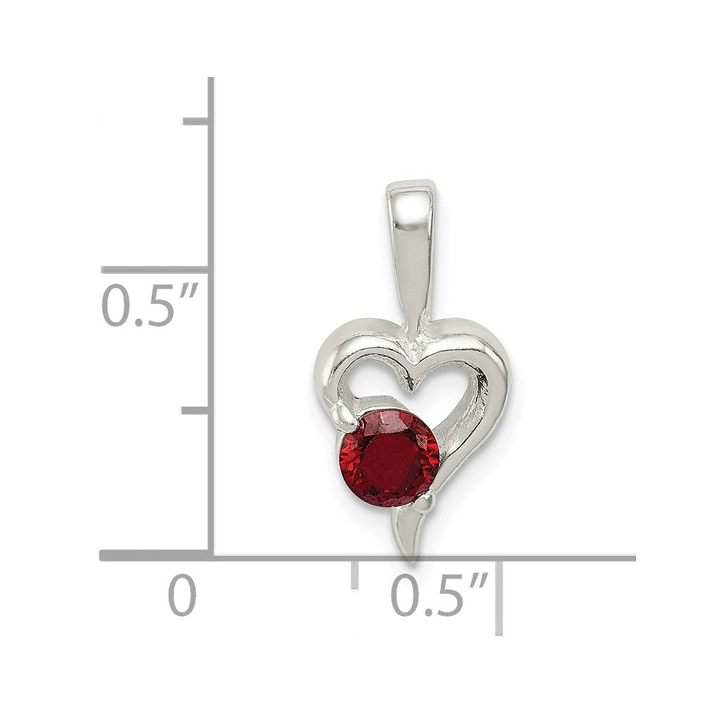Sterling Silver With Red Cz Heart Pendant