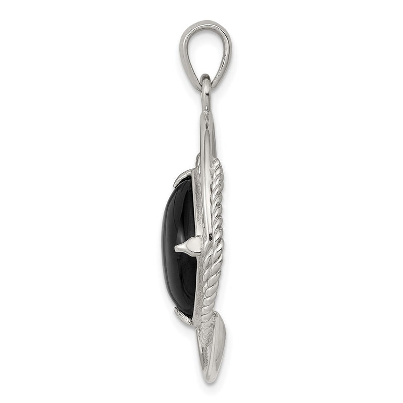 Sterling Silver Rhodium-Plated Onyx Square Pendant