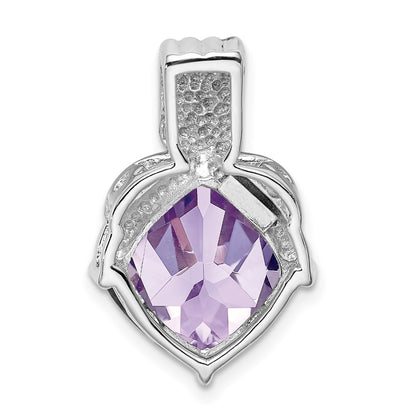 Sterling Silver Rhodium-plated Pink Quartz Pendant