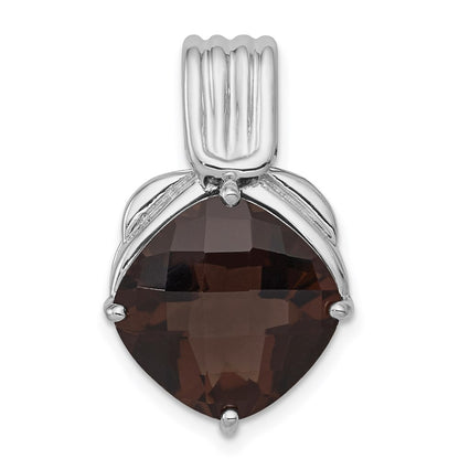 Sterling Silver Rhodium-plated Smoky Quartz Pendant