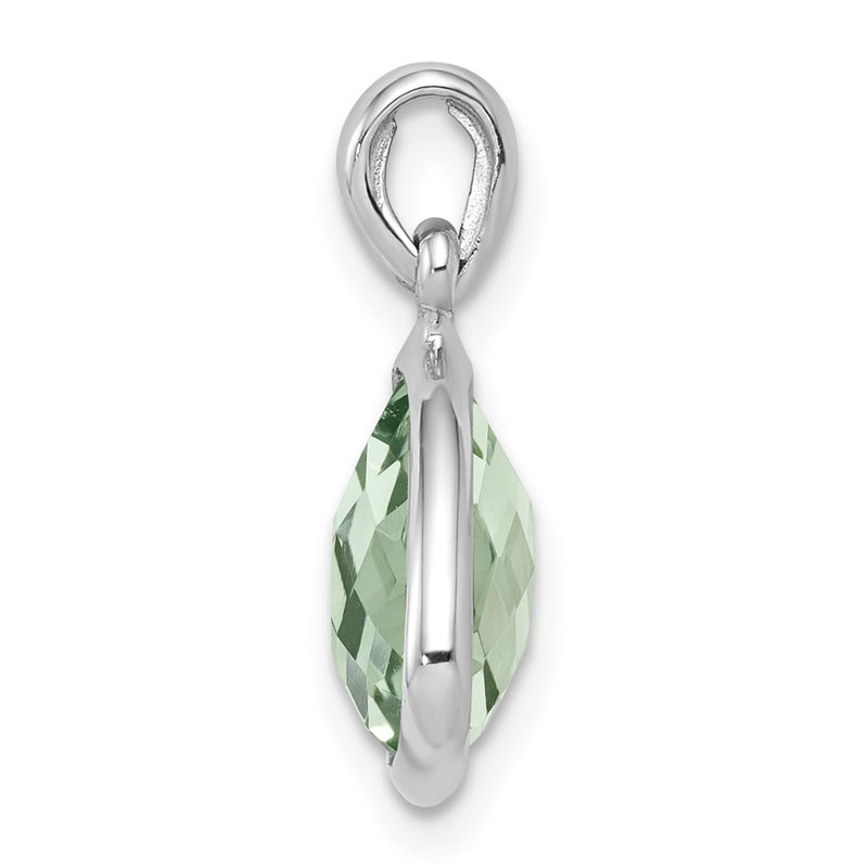 Sterling Silver Rhodium-plated Green Quartz Pendant
