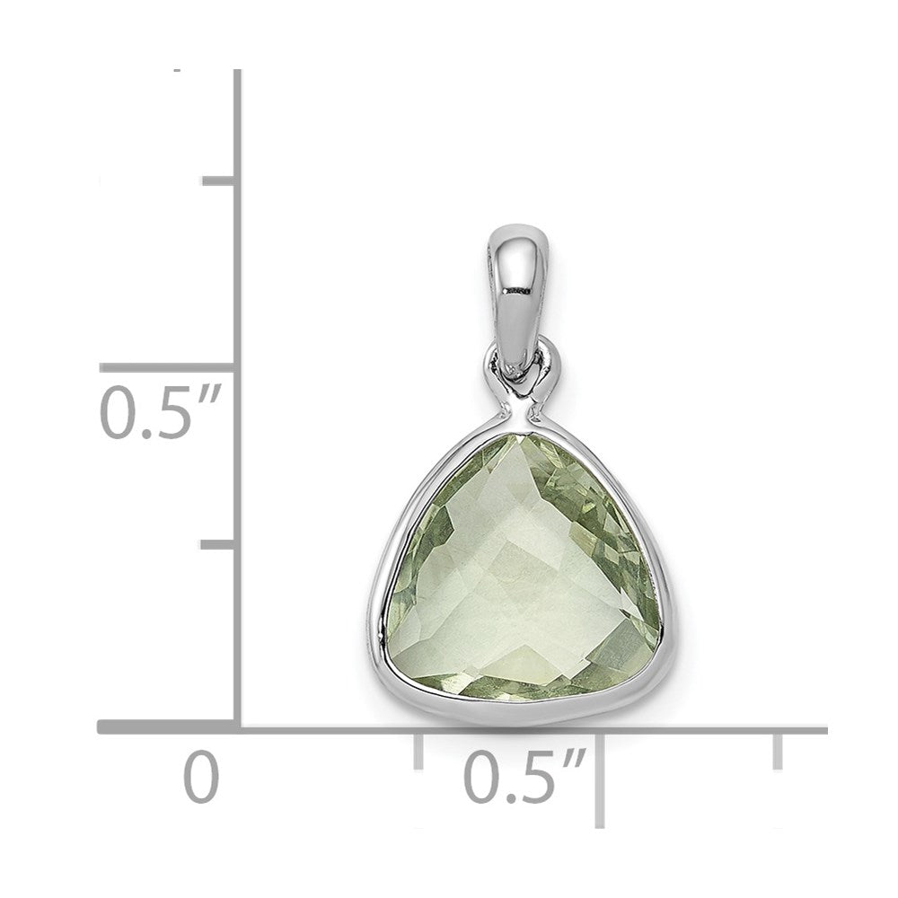 Sterling Silver Rhodium-plated Green Quartz Pendant