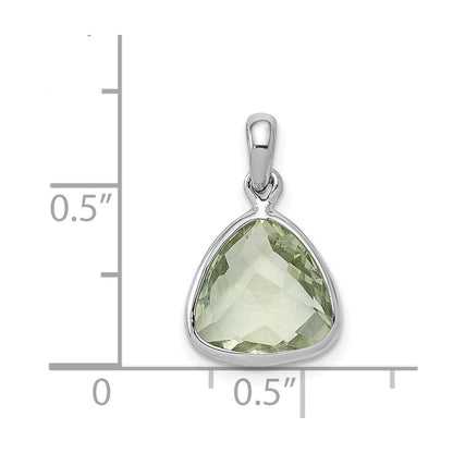 Sterling Silver Rhodium-plated Green Quartz Pendant