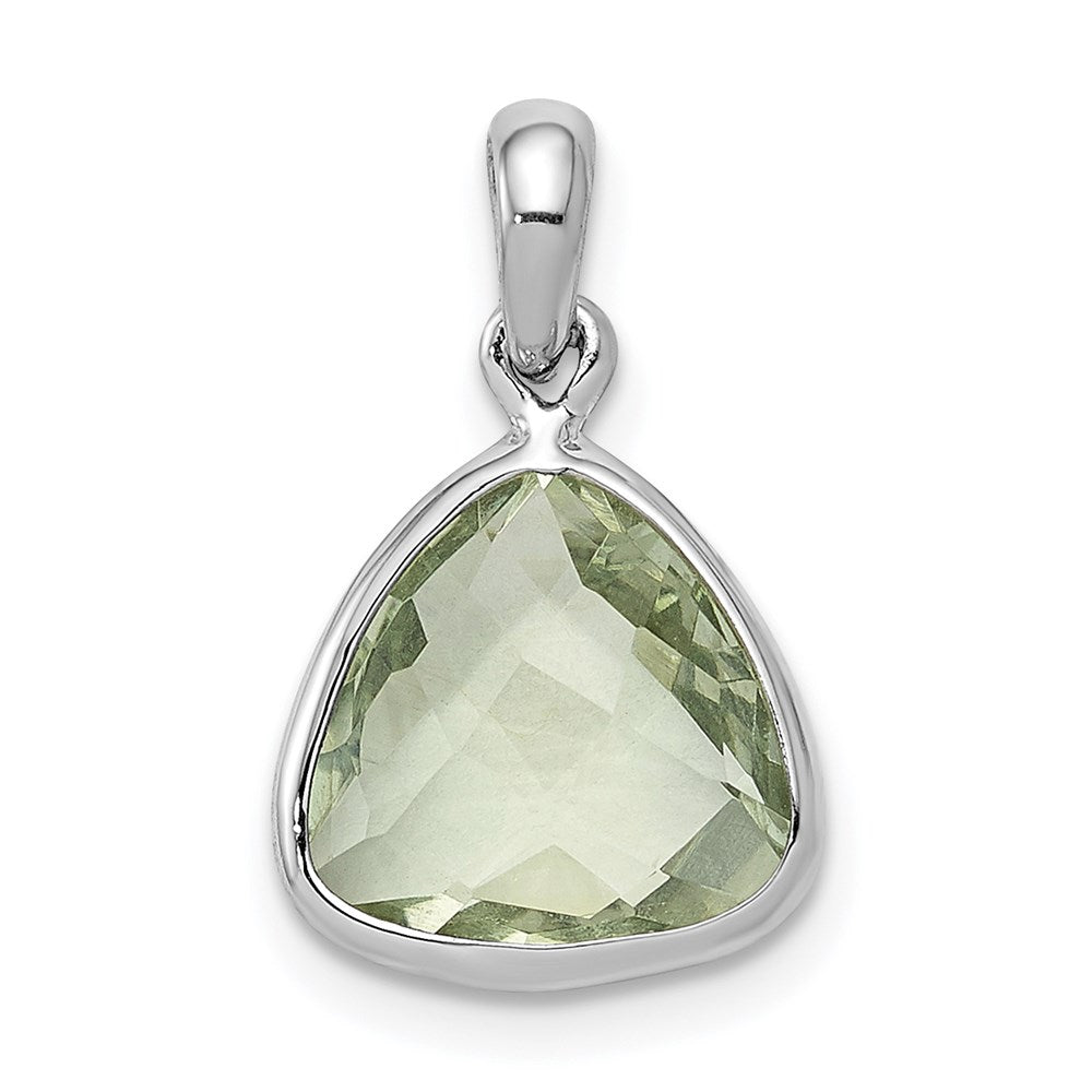 Sterling Silver Rhodium-plated Green Quartz Pendant