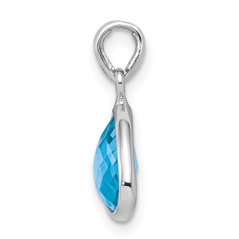 Sterling Silver Rhodium-plated Blue Topaz Pendant