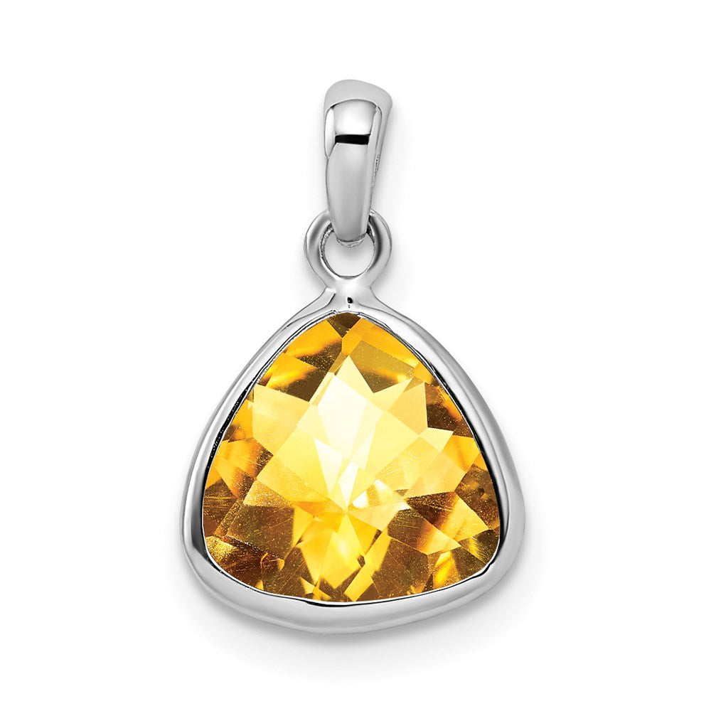 Sterling Silver Rhodium-plated Citrine Pendant