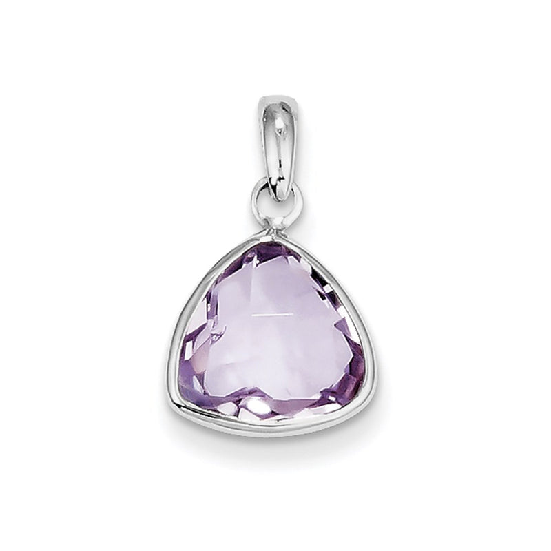 Sterling Silver Rhodium-plated Pink Quartz Pendant