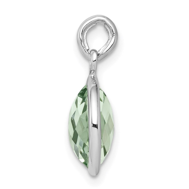 Sterling Silver Rhodium-plated Green Quartz Pendant