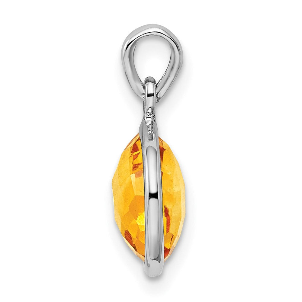 Sterling Silver Rhodium-plated Citrine Pendant