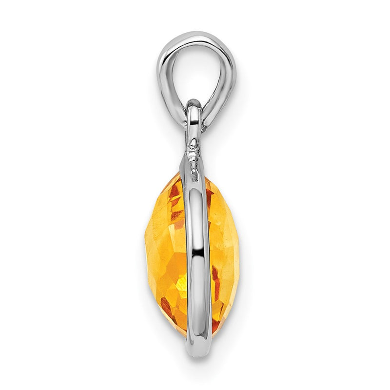 Sterling Silver Rhodium-plated Citrine Pendant