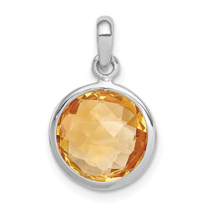 Sterling Silver Rhodium-plated Citrine Pendant