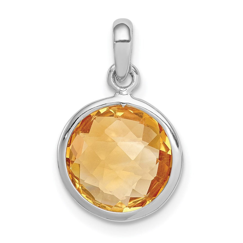 Sterling Silver Rhodium-plated Citrine Pendant