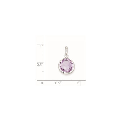 Sterling Silver Rhodium-plated Pink Quartz Pendant