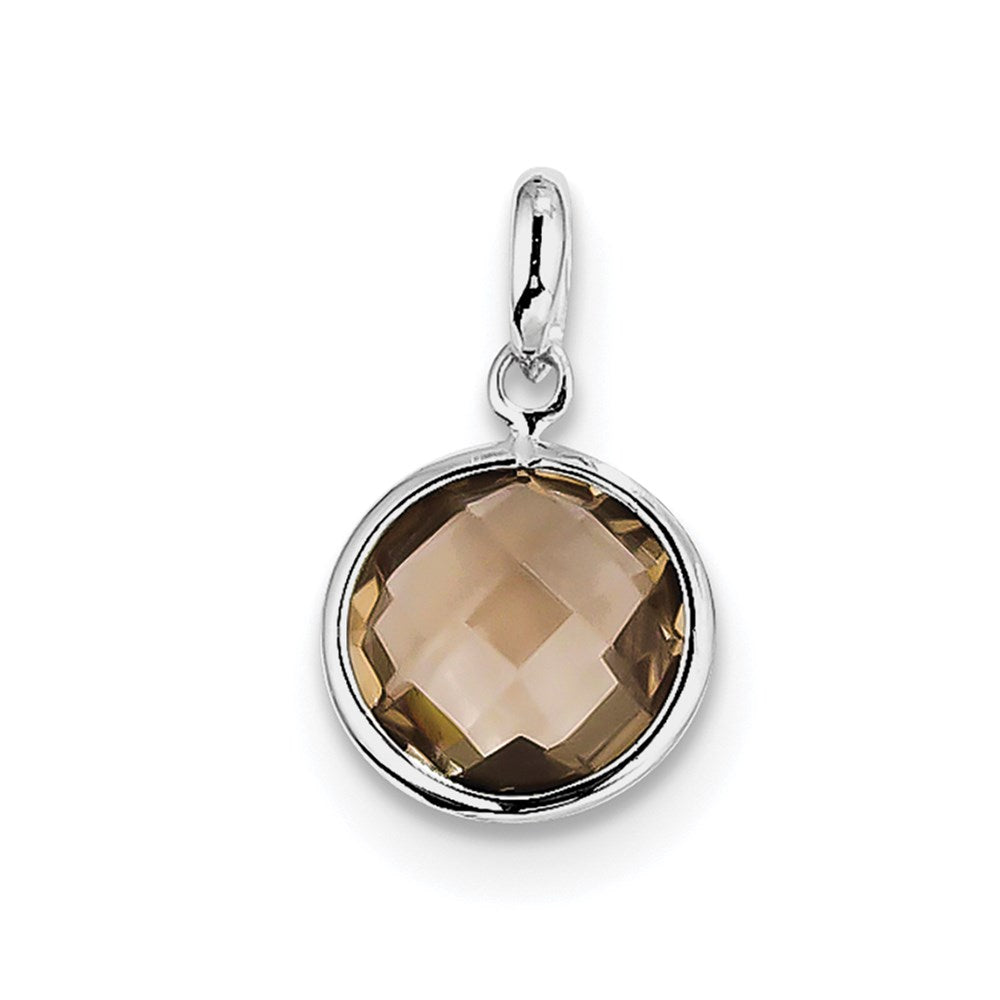 Sterling Silver Rhodium-plated Smoky Quartz Pendant
