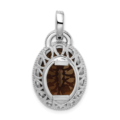 Sterling Silver Rhodium-plated Smoky Quartz Pendant