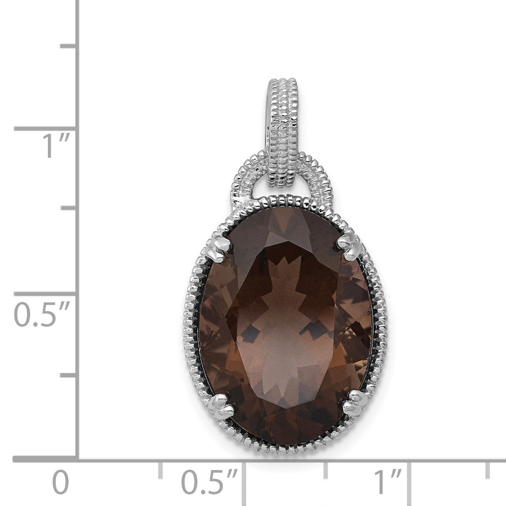 Sterling Silver Rhodium-plated Smoky Quartz Pendant