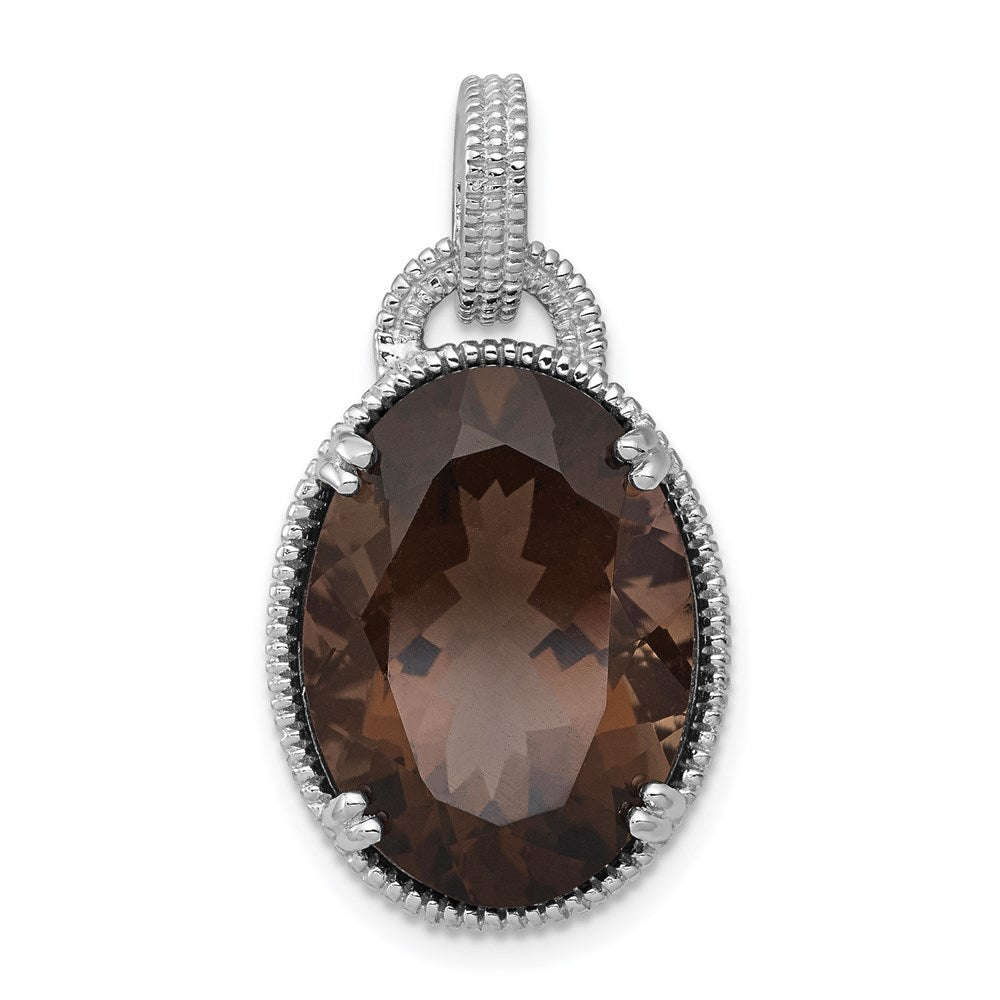 Sterling Silver Rhodium-plated Smoky Quartz Pendant
