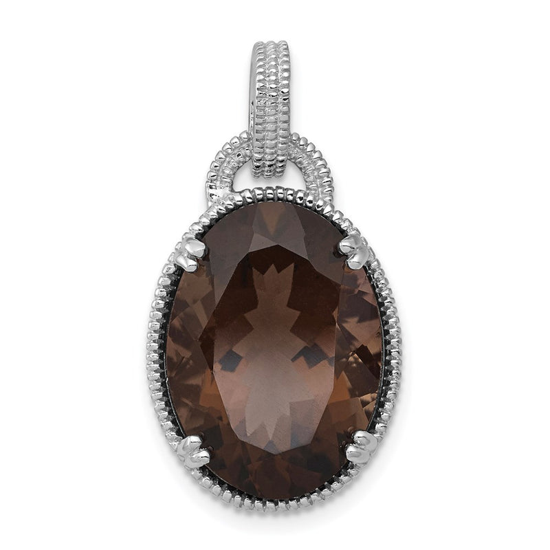 Sterling Silver Rhodium-plated Smoky Quartz Pendant