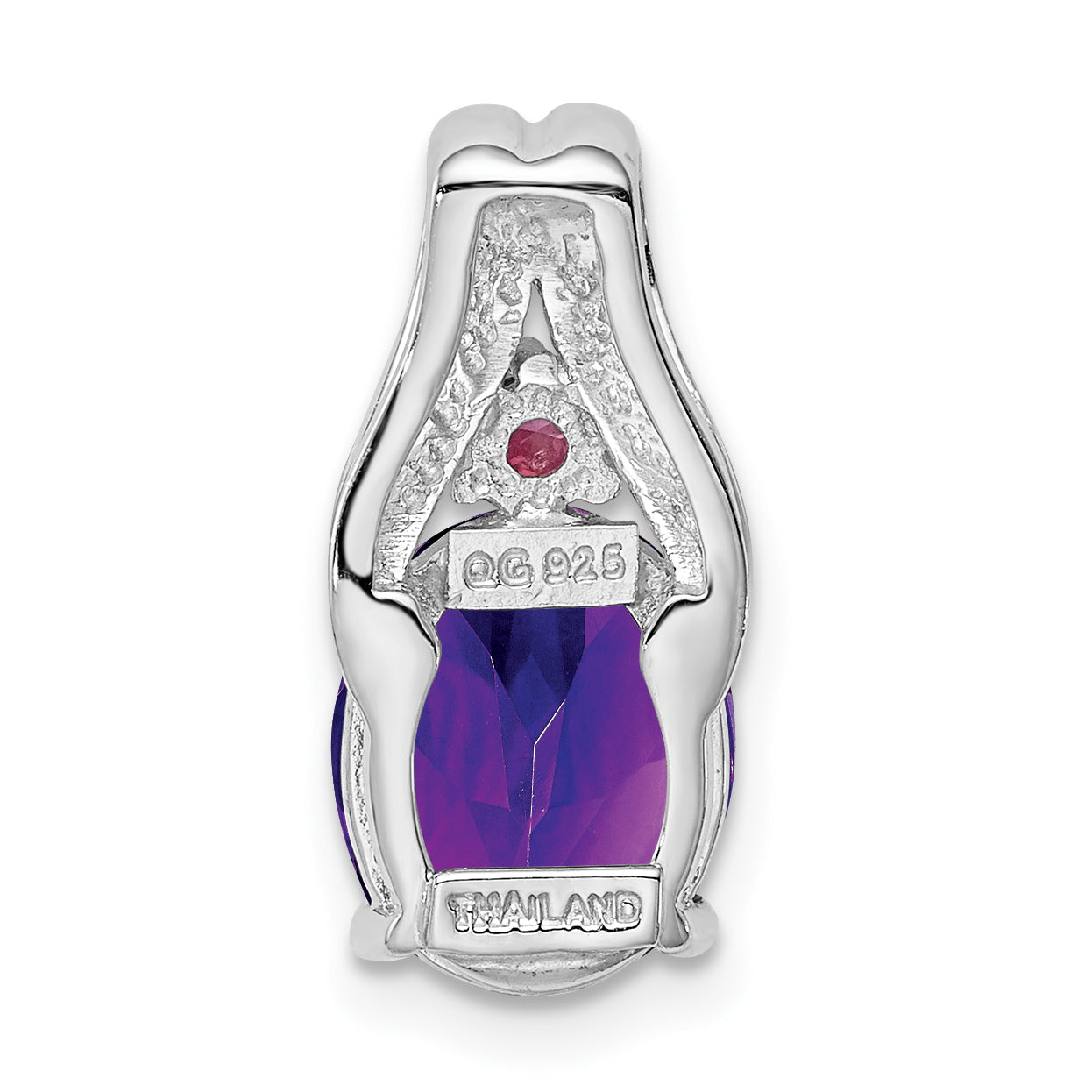 Sterling Silver Rhodium-plated Amethyst Pendant
