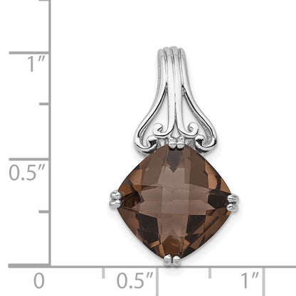 Sterling Silver Rhodium-plated Smoky Quartz Pendant
