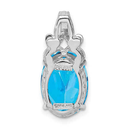 Sterling Silver Rhodium-plated Blue Topaz Pendant