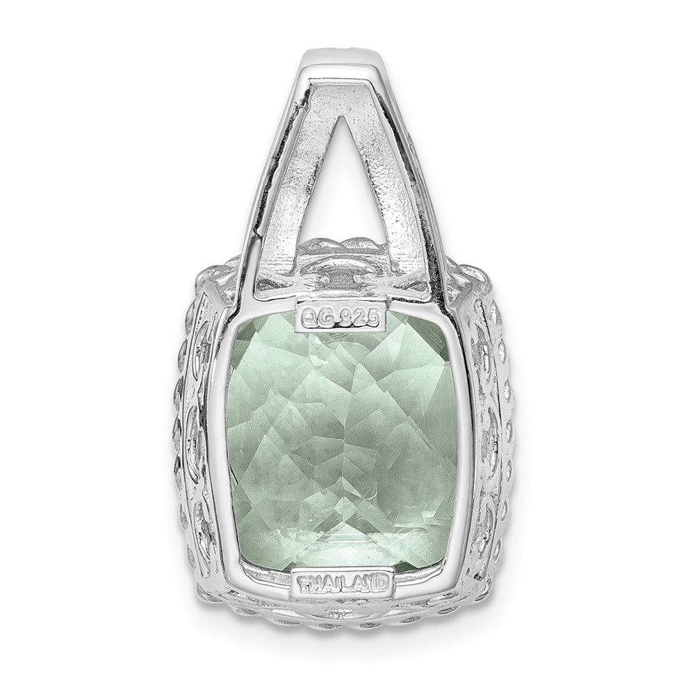 Sterling Silver Rhodium-plated Green Quartz Pendant